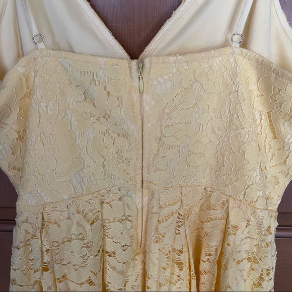 ABS Collection Allen Schwartz Canary Yellow Lace A Line Dress NWT - Picture 5 of 11